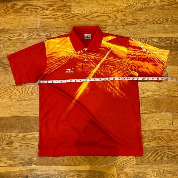 Mizuno Men's Vintage Jaspo Short Sleeve Polo Shirt Medium Made In Japan - Picture 2 of 7